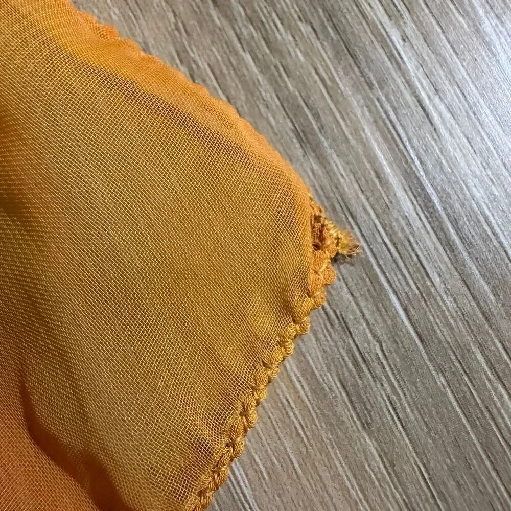 Vintage Lorenzo Banfi Hand Dyed Orange 100% Silk Pocket Square Italian Luxury